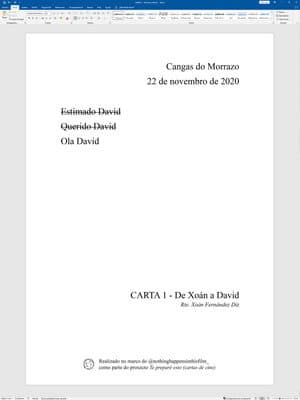 LETTER 1 - From Xoán to David